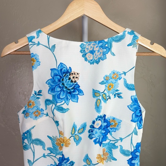 Commense Blue Yellow Floral Backless A-Line Mini Dress XS NWT Open Back - Picture 5 of 13